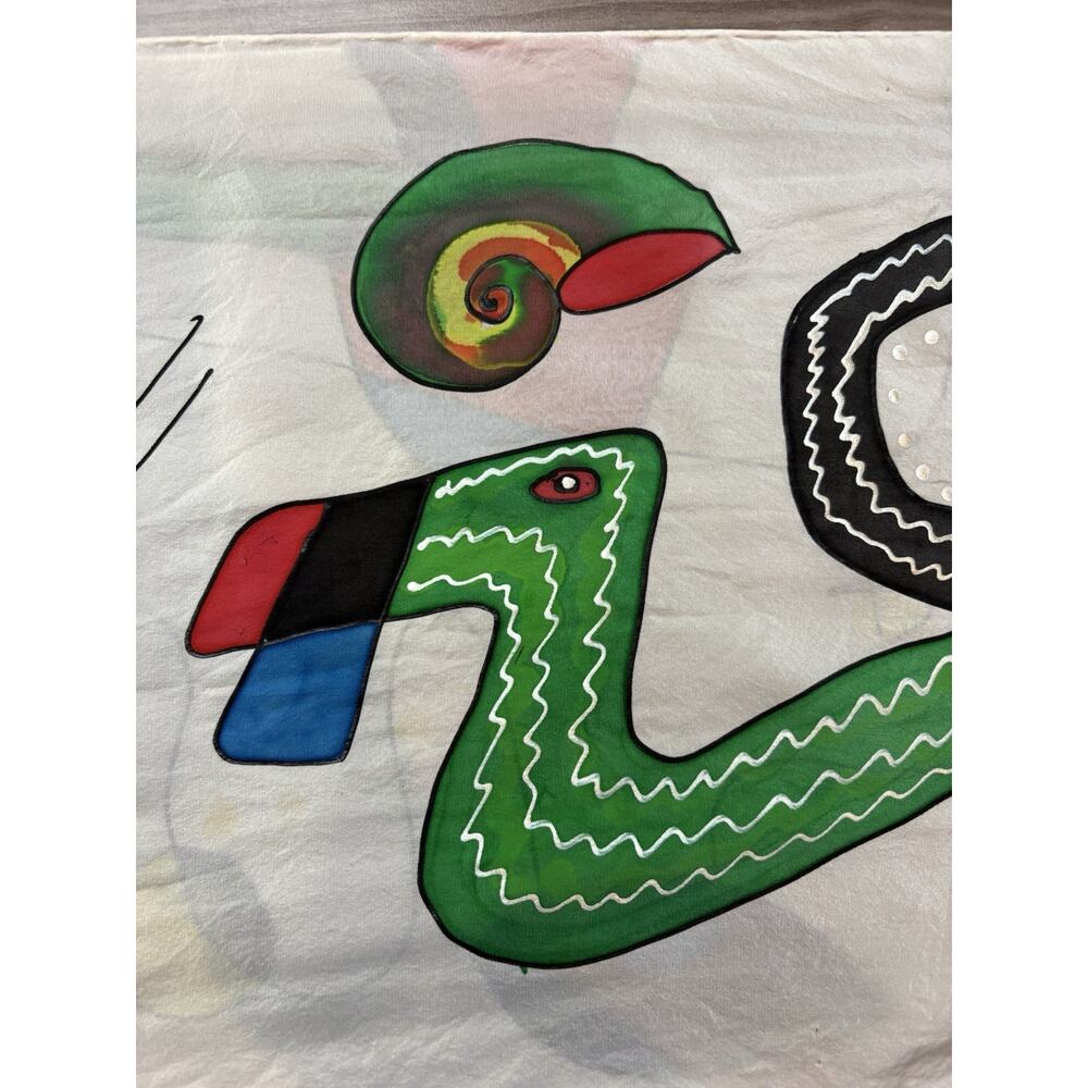 Joan Miro Art Scarf Abstract-Eyes-58”X 11”-Multicolored-stain - Picture 8 of 11